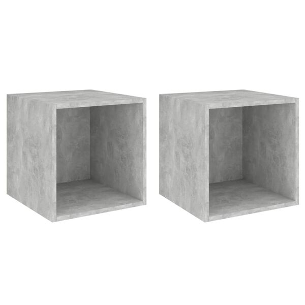 vidaXL Armario de pared 2 uds madera gris hormig&oacute;n 37x37x37 cm