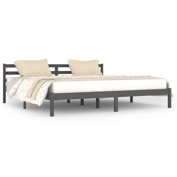 vidaXL Estructura de cama sin colch&oacute;n madera de pino gris 200x200 cm