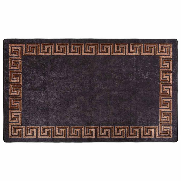 vidaXL Alfombra lavable negro y dorado 120x180 cm