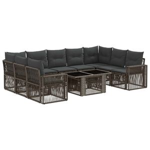 vidaXL Conjunto de sof&aacute;s de jard&iacute;n 10 uds. Gris y Gris Oscuro