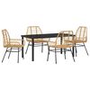 vidaXL Conjunto de Comedor de Jard&iacute;n 5 pcs Marr&oacute;n rat&aacute;n sint&eacute;tico