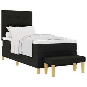 vidaXL Cama tipo Box Spring con colch&oacute;n Negro 90 x 190 cm tela