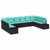 vidaXL Conjunto de sof&aacute; de jard&iacute;n 10 uds. Negro rat&aacute;n sint&eacute;tico