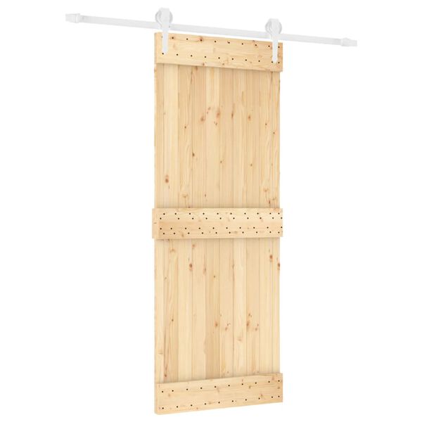 vidaXL Puerta corredera con herrajes madera maciza de pino 80x210 cm