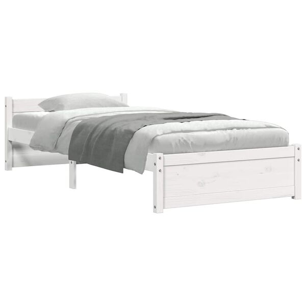 vidaXL Estructura de cama sin colch&oacute;n madera maciza blanco 75x190 cm
