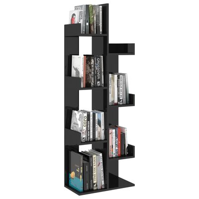 vidaXL Armario de libros aglomerado negro brillante 48x25,5x140 cm
