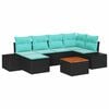 vidaXL Conjunto de sof&aacute;s de jard&iacute;n 7 uds. Negro rat&aacute;n sint&eacute;tico
