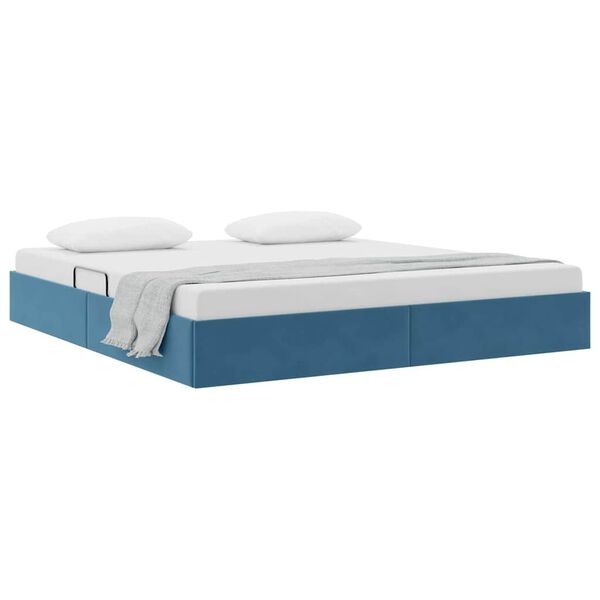 vidaXL Cama con almacenamiento Azul Oscuro 160 x 200 cm Terciopelo