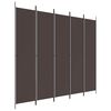 vidaXL Biombo divisor de 5 paneles de tela marr&oacute;n 250x220 cm