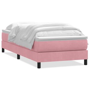vidaXL Cama box spring con colch&oacute;n terciopelo rosa 90x210 cm