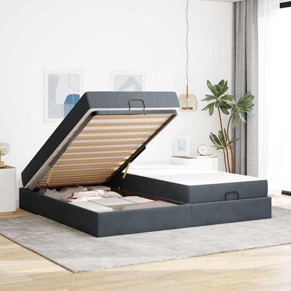 vidaXL Estructura de cama con colch&oacute;n 2 pcs Gris Tenue Terciopelo