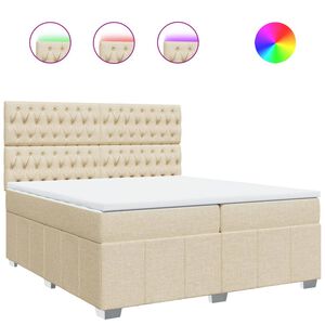 vidaXL Cama box spring con colch&oacute;n tela color crema 200x200 cm