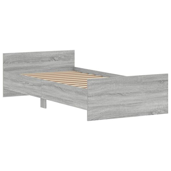 vidaXL Estructura de cama madera de ingenier&iacute;a gris Sonoma 90x200 cm
