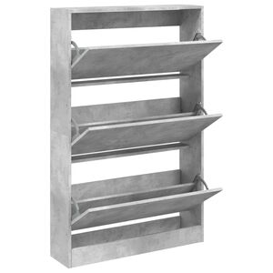 vidaXL Zapatero de madera de ingenier&iacute;a gris hormig&oacute;n 80x21x125,5 cm