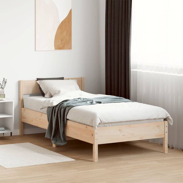 vidaXL Estructura de cama sin colch&oacute;n madera maciza pino 75x190 cm