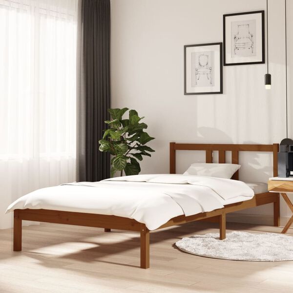 vidaXL Estructura cama sin colchón madera maciza marrón miel 100x200cm