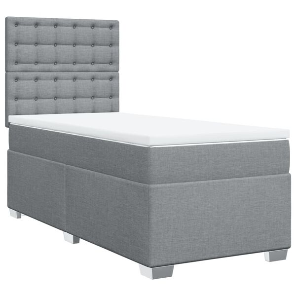 vidaXL Cama box spring con colch&oacute;n tela gris claro 90x190 cm