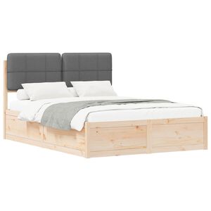 vidaXL Estructura de Cama con Cabecera Tapizada Gris oscuro