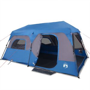 vidaXL Tienda familiar 9 personas impermeable apertura r&aacute;pida azul