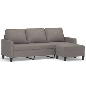 vidaXL Sof&aacute; de 3 plazas con taburete de tela gris taupe 180 cm