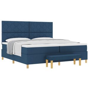 vidaXL Cama tipo Box Spring con colch&oacute;n Azul 200 x 200 cm tela