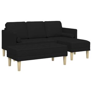 vidaXL Juego de Sof&aacute; 2 uds. Negro Poli&eacute;ster