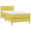 vidaXL Cama box spring con colch&oacute;n y LED tela verde 90x200 cm