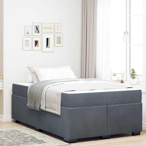 vidaXL Estructura de cama con colch&oacute;n Gris oscuro 120 x 190 cm tela