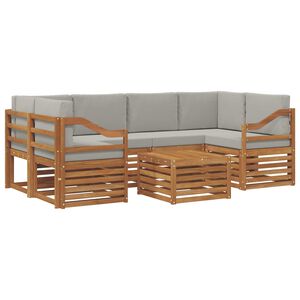 vidaXL Conjunto de sof&aacute;s de exterior 7 pcs Gris Natural y Claro