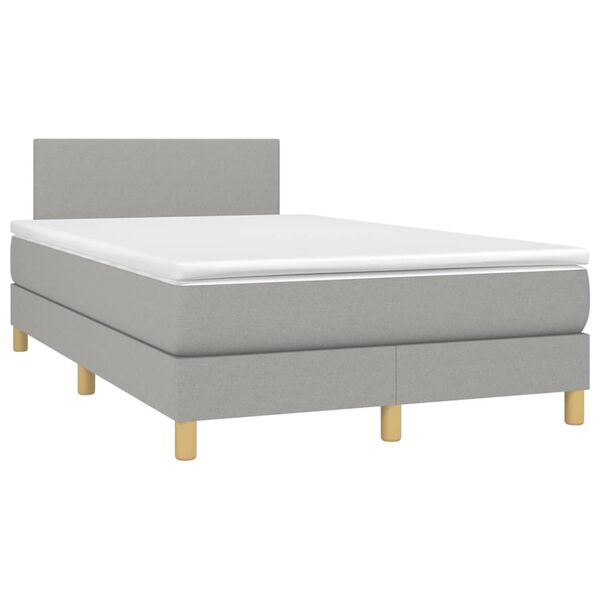 vidaXL Cama box spring con colch&oacute;n tela y LED gris claro 120x200 cm