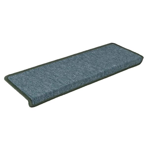 vidaXL Alfombrillas para escaleras 15 unidades 65x21x4 cm Verde oscuro Borde rectangular