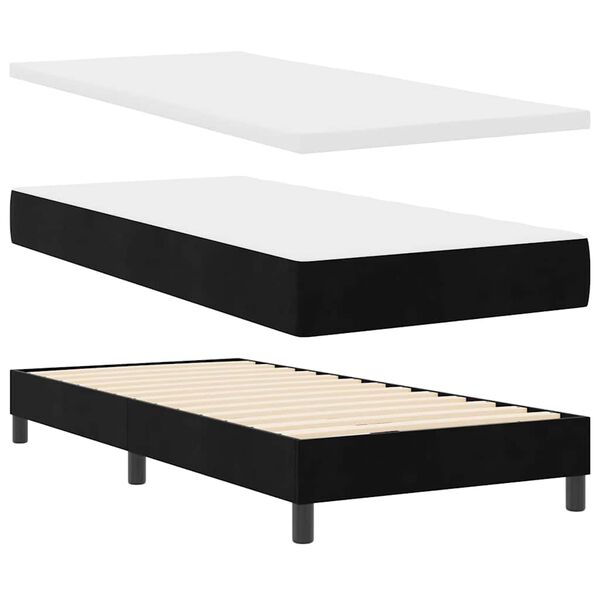 vidaXL Cama Box Spring LED con colch&oacute;n Negro 100 x 200 cm Terciopelo