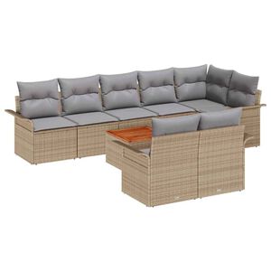 vidaXL Conjunto de sof&aacute;s de jard&iacute;n 9 pcs Beige y Gris Claro