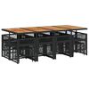 vidaXL Set comedor de jard&iacute;n con cojines 13 pzas rat&aacute;n sint&eacute;tico negro
