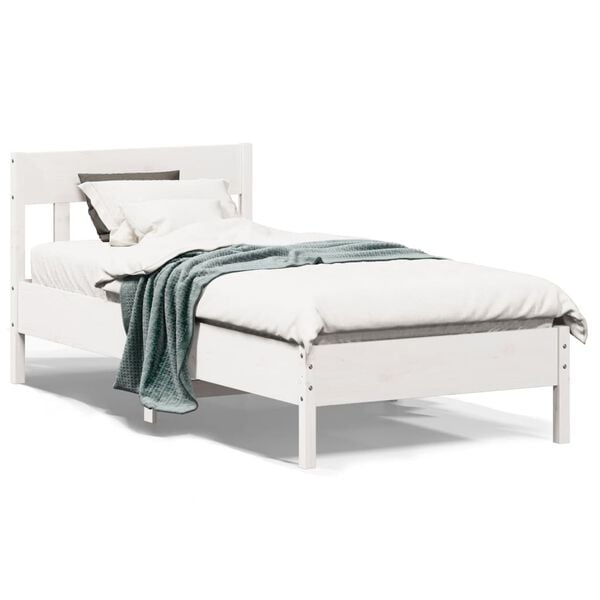 vidaXL Estructura de cama sin colch&oacute;n madera maciza blanca 90x190 cm