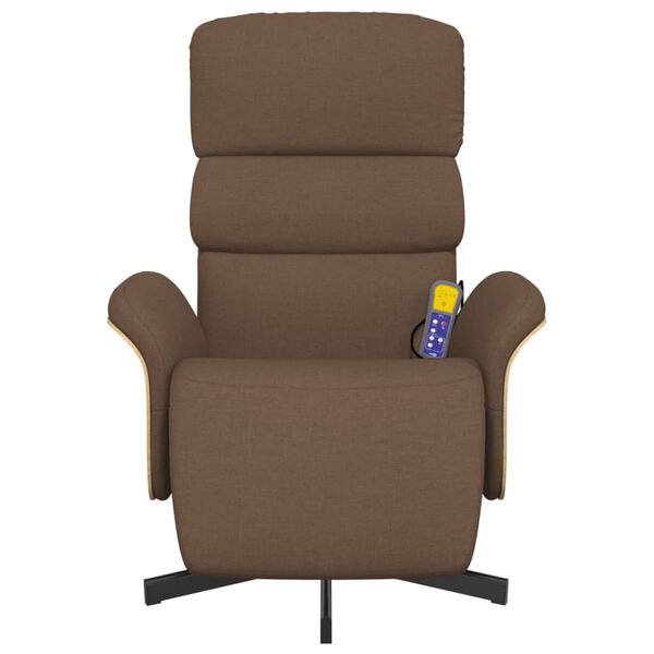 vidaXL Sill&oacute;n reclinable de masaje con reposapi&eacute;s tela marr&oacute;n