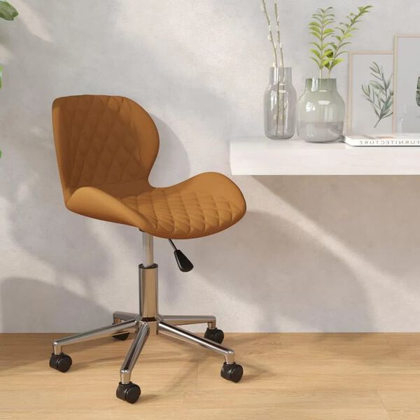 vidaXL Silla de comedor giratoria de terciopelo marr&oacute;n