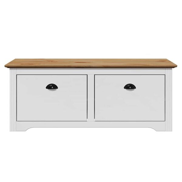 vidaXL Banco de recibidor BODO blanco y marr&oacute;n 114x40x45 cm