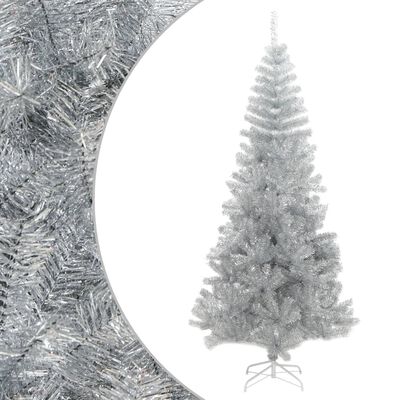 vidaXL Árbol de Navidad artificial con soporte plateado PET 240 cm