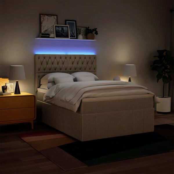 vidaXL Cama box spring con colch&oacute;n tela color crema 140x190 cm