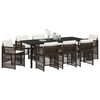 vidaXL Conjunto de Comedor de Jard&iacute;n 9 pcs Marr&oacute;n
