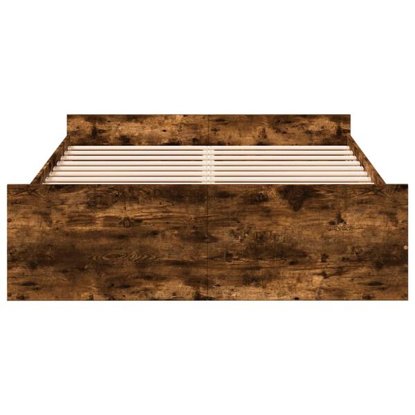 vidaXL Cama con cajones madera de ingenier&iacute;a roble ahumado 120x200 cm