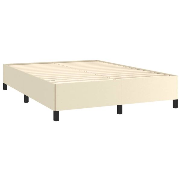 vidaXL Estructura de cama sin colch&oacute;n cuero sint&eacute;tico crema 140x200 cm
