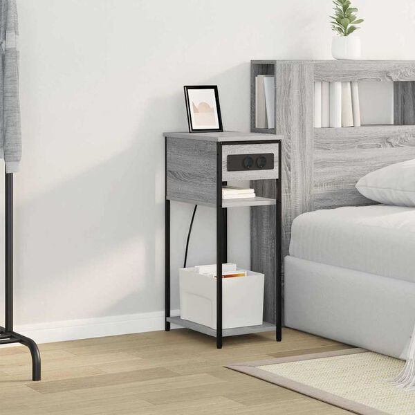 vidaXL Armario de Noche Gris Sonoma 41 x 28 x 76 cm