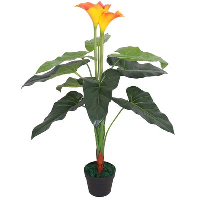 vidaXL Planta cala lilly artificial con maceta 85 cm roja y amarilla |  