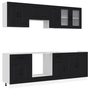 vidaXL Mueble de cocina Kalmar negra 8 piezas madera contrachapada