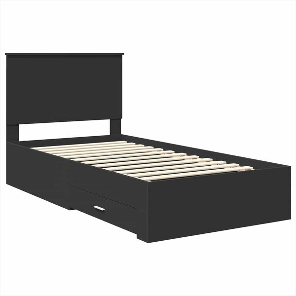 vidaXL Estructura de cama con cabecera Negro y Plata 90 x 200 cm