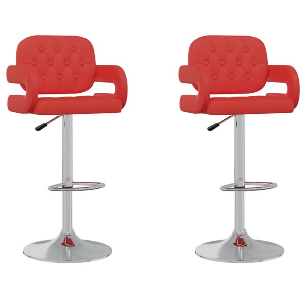 vidaXL Taburetes de cocina 2 unidades cuero sint&eacute;tico rojo