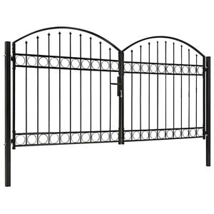 vidaXL Puerta de valla ASSEN de doble puerta con arco superior de acero 300x125 cm