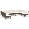 vidaXL Set muebles de jard&iacute;n 9 pzas y cojines rat&aacute;n sint&eacute;tico marr&oacute;n